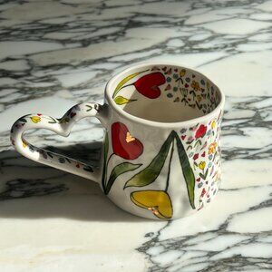 Brand New Discontinued Anthropologie The Mud Fairy Blooming Hearts Mug